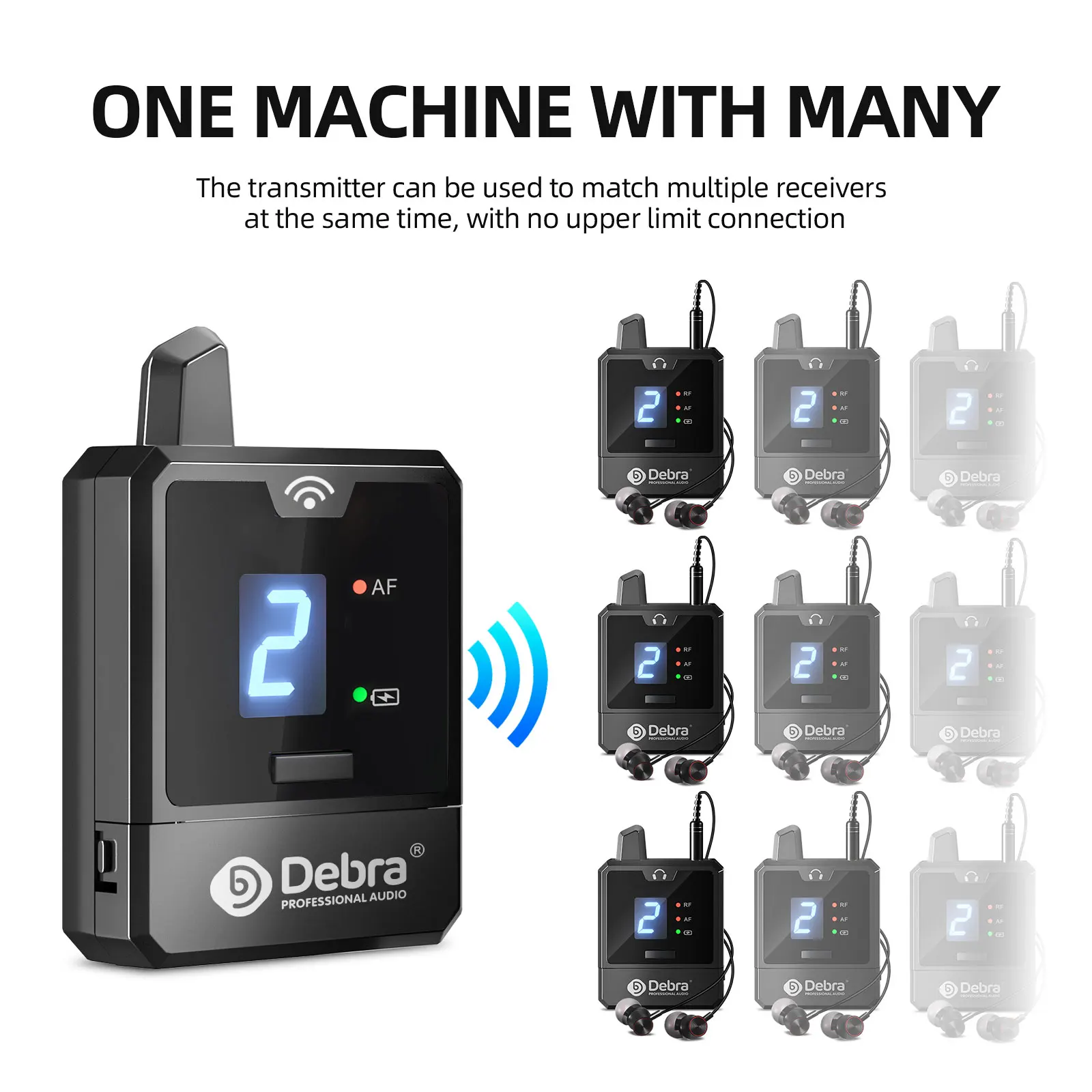 Debra UHF IEM Wireless In-Ear Monitor System Audio-Mini UHF Rechargeable for Music Audio Monitoring Live Broadcast