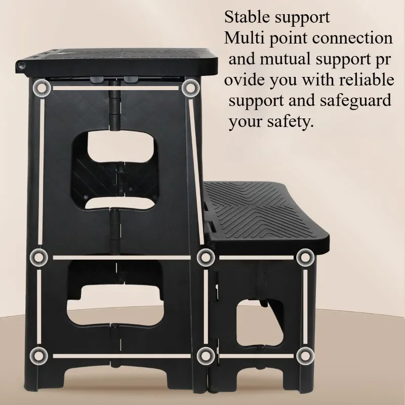 Household folding stool, household plastic climbing ladder, high and low step folding stool, high and low step stool image 4