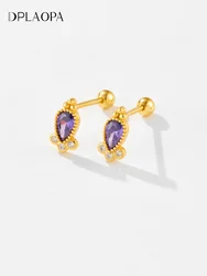 DPLAOPA 100% 925 New Sterling Silver Clear Zircon CZ Stud Earring 2024 Women New Fine Dainty Vintage Gift Jewelry