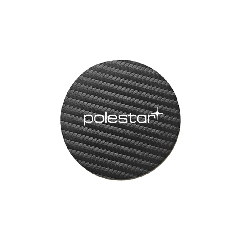 2Pcs Carbon Fiber Leather Coaster Car Water Cup Pad Cushion For Volvo Polestar 1 2 3 Polestar 4 5 6 O2 2023 2024 Car Accessories