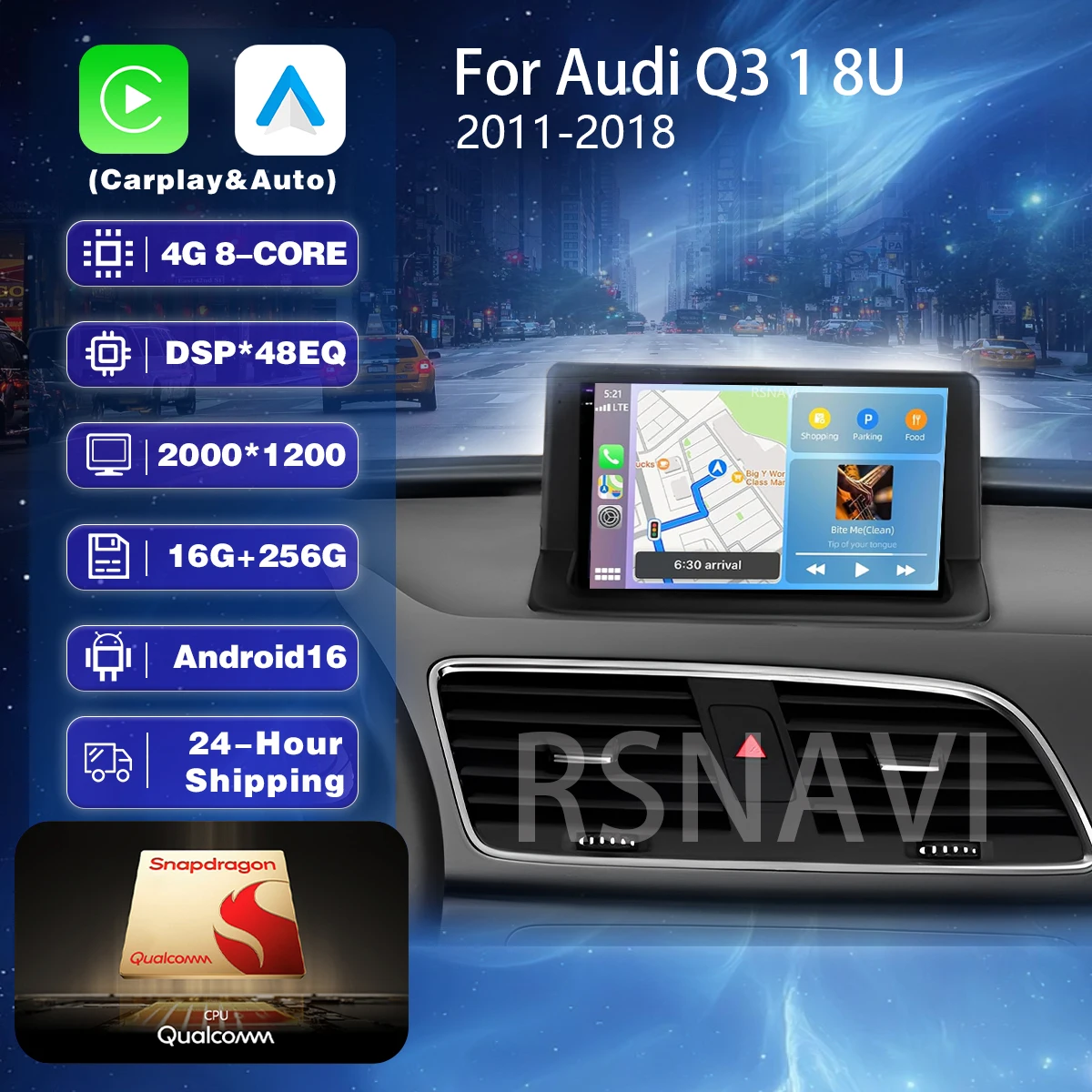 Android 16 Carplay Auto Car Radio Multimedia Player For Audi Q3 1 8U 2011 - 2016 2017 2018 DSP 2din Autoradio Stereo Head Unit