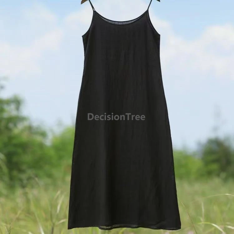 2025 100% pure cotton suspended vest dress loose leisure daily versatile interlining dress chinese women's thin underdress