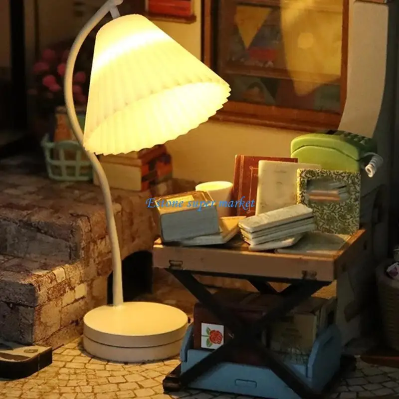 

090B 1:12 Кукольные домики Стол для гостиной Детская светодиодная настольная лампа Игрушечная мебель Дом Настольная лампа Мебель