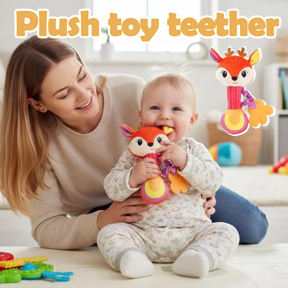 Plush Toy Teether Baby Rattles Soft Stuffed Animal Cloth Rattle Ball  Training Educational Sensory Toys