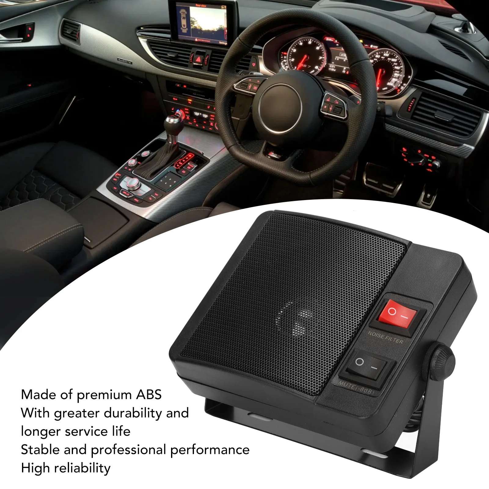 Altavoz de radio Altavoz de radio para automóvil Altavoz de comunicaciones externos con sonido claro estable con base para Yaesu para Kenwood para ICOM