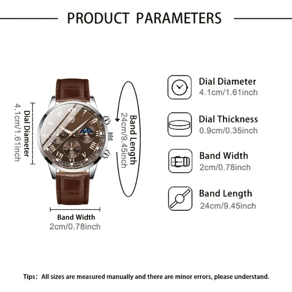 1 PC Men's Luxury Business PU Leather Round-Dial Quartz Watch—A Perfect Choice for Daily Wear and Gifting Occasions