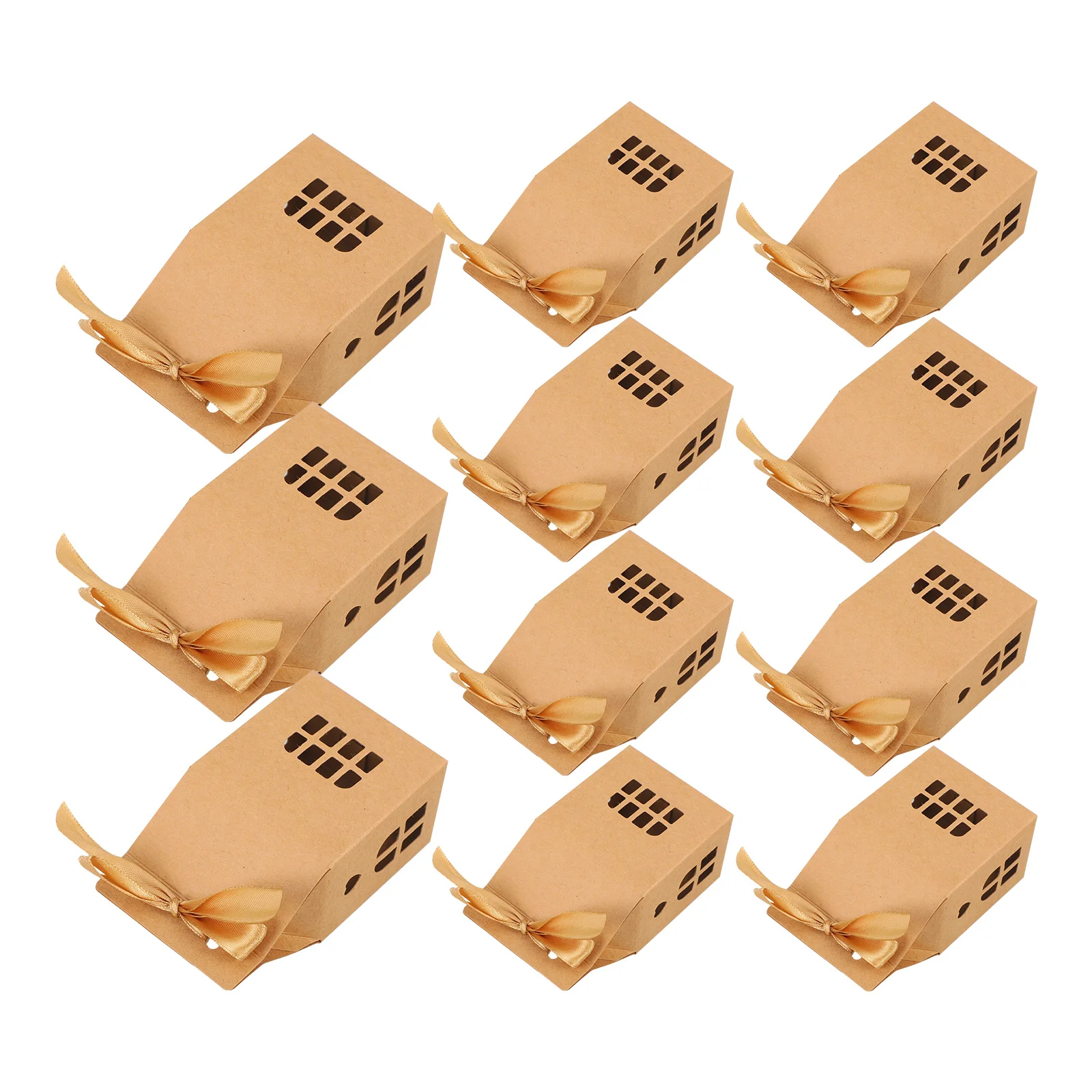 

12pcs Paper Candy House Shape Hollow Gift Boxes Wedding Party Favor Storage Boxes Festival Holiday Bridal Shower Banquet