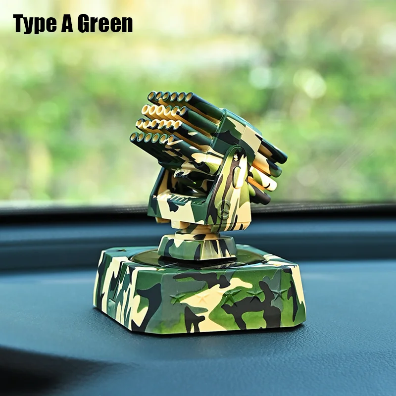 Vehicle mounted anti-aircraft turret model Rotating radar rocket launcher Solar powered rotating fragrance Car weapo ornaments