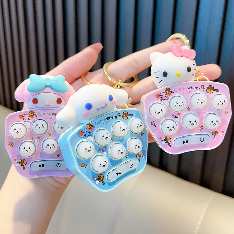 Sanrio Fun Mini Puzzle Palm Mouse Machine Keychain Cartoon Creative Game Machine Car Keychain Pendant Toy Small Gift