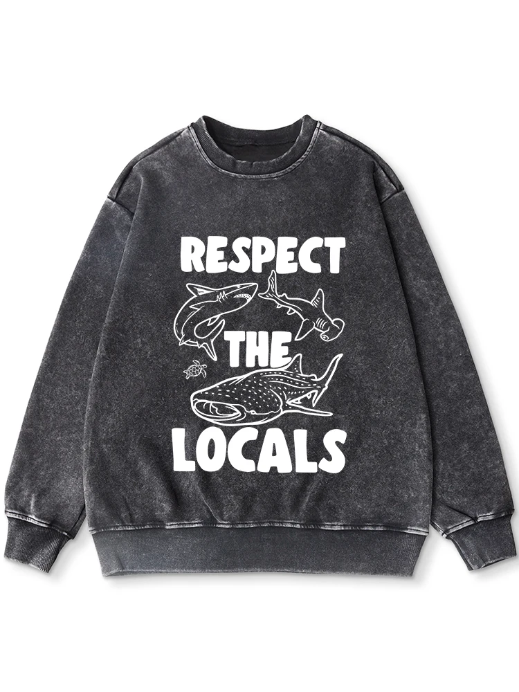 Respect The Locals Printing Woman Washed Distressed Hoody Casual Comfortable Sweatshirt Fashion Casual Cotton Autumn Warm Tops