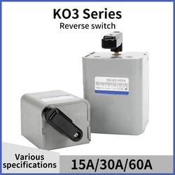 AC220/380V Reversing Drum Switch Forward Stop Reverse Motor Control KO3 Siliver Changeover Forward Reversing Switch