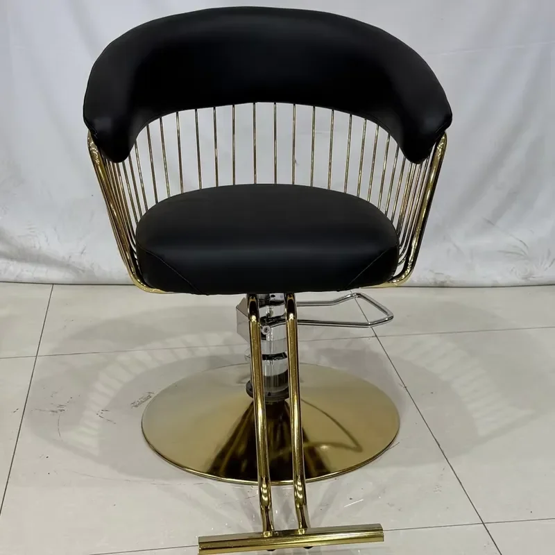 Ergonomic Barber Chair with Thick Foam Seat Cushion Durable Non-slip Foot Pedal Anti-rust Metal Frame for Salon Furniture