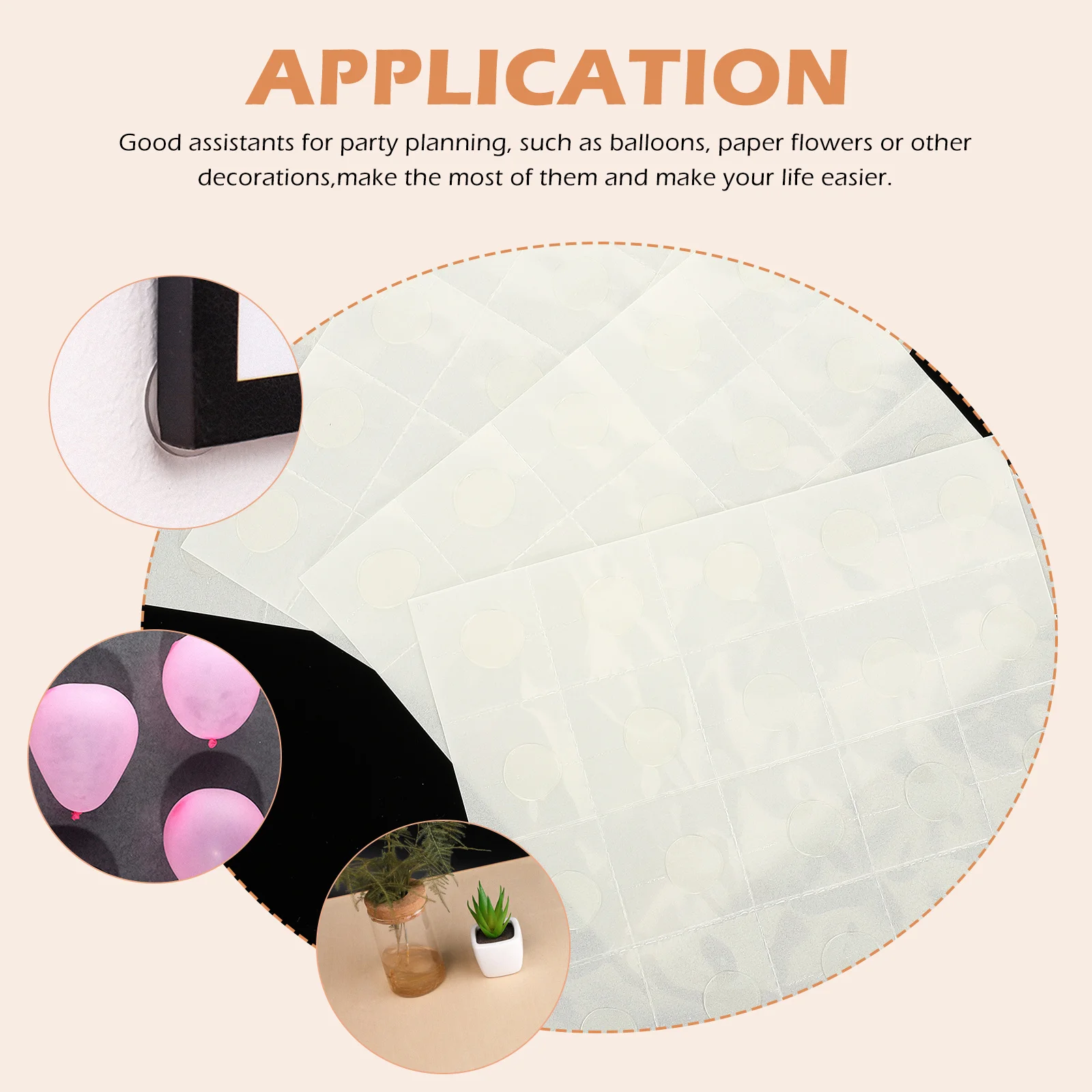 

50 Sheets Balloon Dot Stickers Double-Sided Adhesive Dots for Smooth Surfaces DIY Party Decoration Craft Supplies