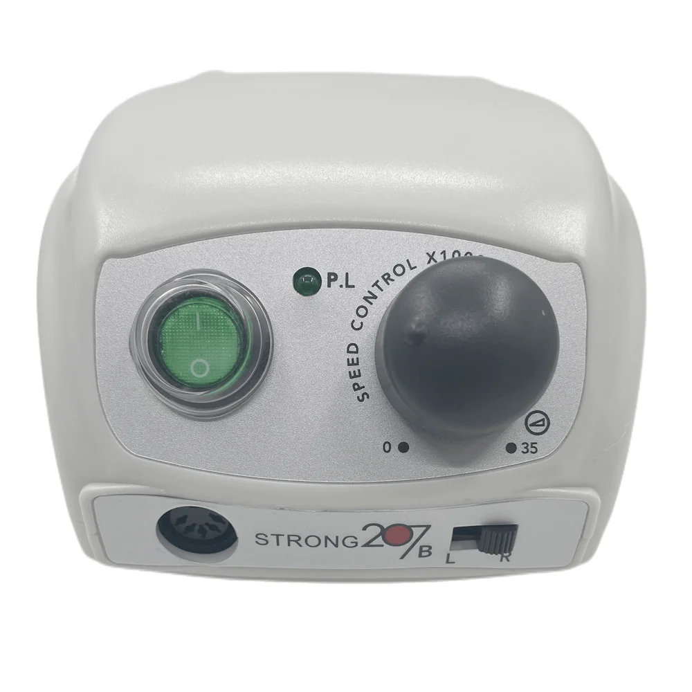 STRONG 207B-caja de Control de manicura, taladro eléctrico con mango negro, 35000RPM, 102L, 65W