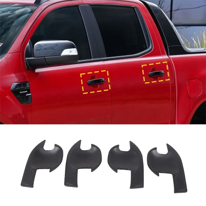 ABS (أسود - بدون نص) مقبض الباب الخارجي لوعاء الباب لسيارة Ford Ranger 2015-2021 ملحقات السيارات الخارجية #2