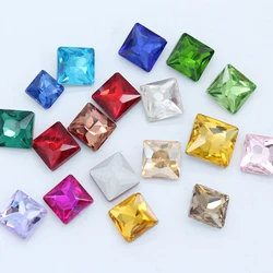 50p 8mm square color faceted glass fancy stone pointed foiled back crystal rhinestones jewelry Decoration shoes clothes material