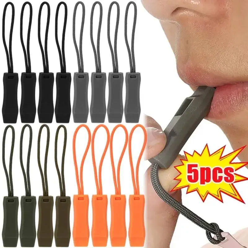 5PCS Outdoor Survival Whistle Camping Hiking Rescue Emergency Whistle Diving Football Basketball Match Whistle Anti loss Clip
