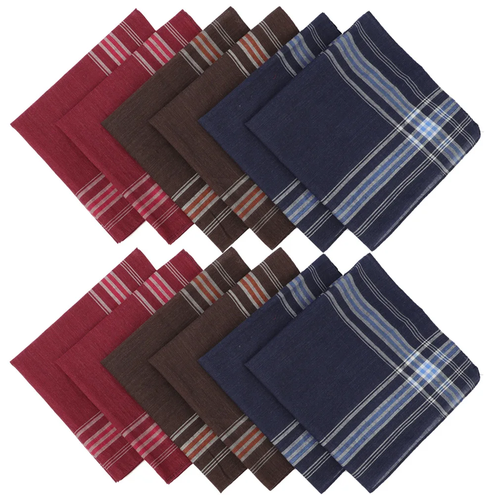 12Pcs Classic Polyester Handkerchief Set, Vintage Style