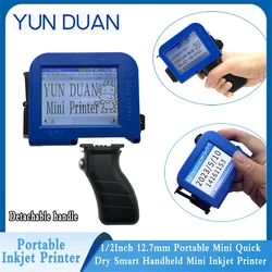 1/2Inch 12.7mm Portable Mini Quick Dry Smart Handheld Mini Inkjet With Handle Printing Height Can Print Logo/Code/QR Code/date