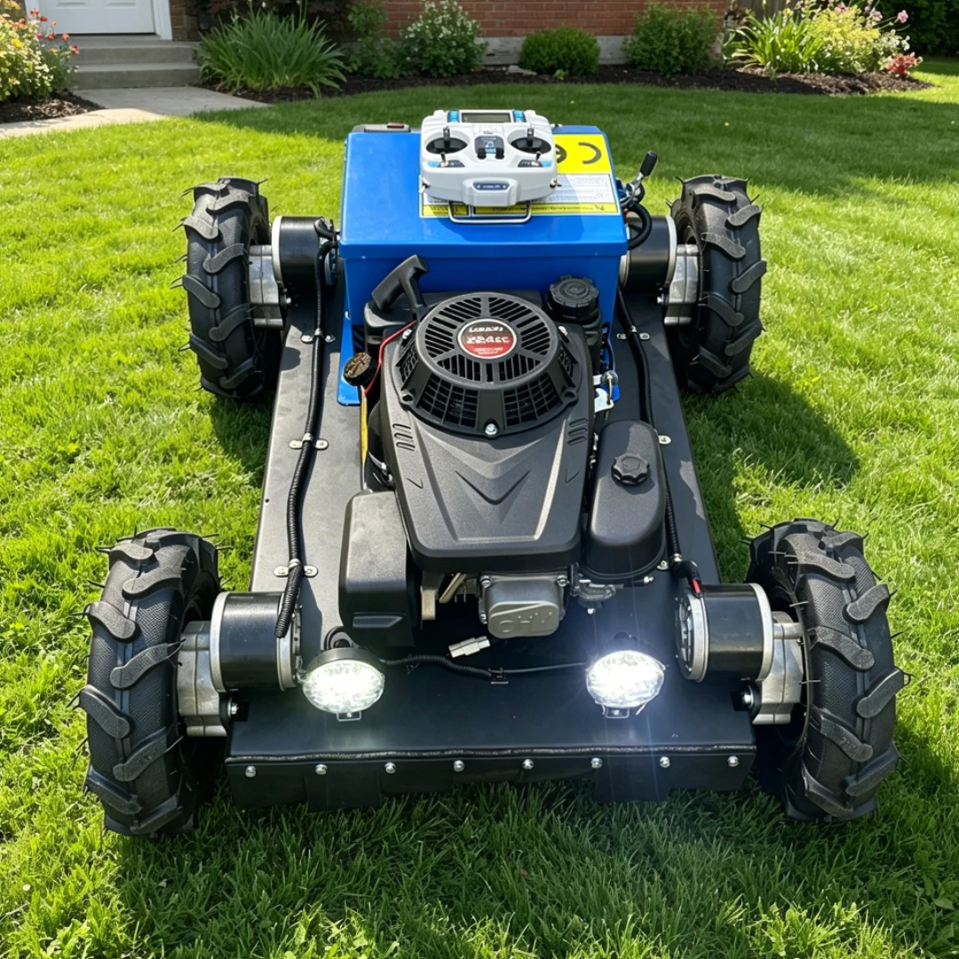 

Customized remote-controlled lawn mower with four-wheel drive power for fast operation, popular models selling well