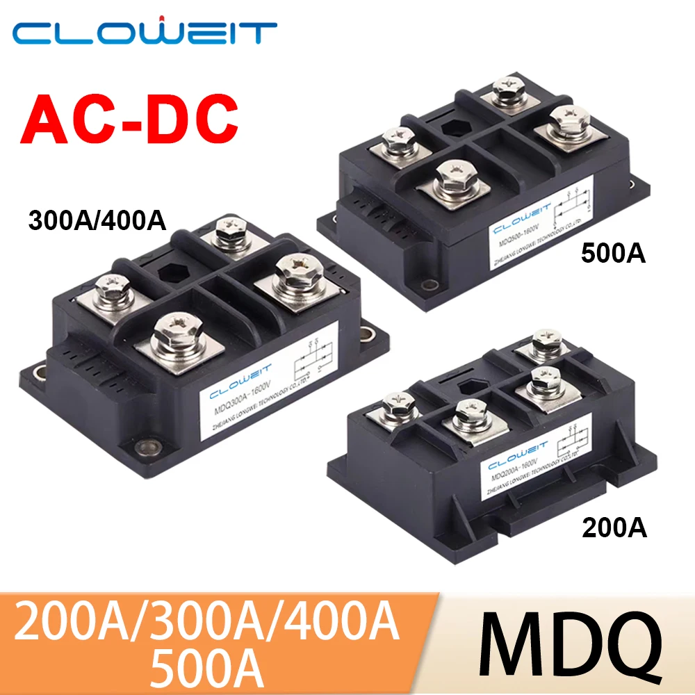 Módulo Retificador de Ponte de Diodo Monofásico Mdq com Radiador Base de Cobre Alta Potência ca para dc 1600v 200a 250a 300a 400a 500a