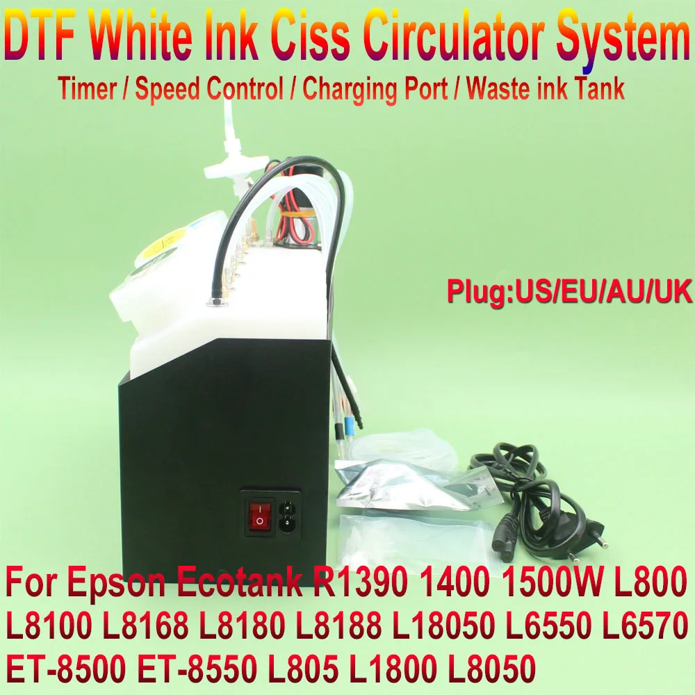 ET-8550 18100 DTF Modified White Ink Tank Shake Circulate System CISS For Epson L1800 L800 L18050 L8050 XP600 Circulation Kit