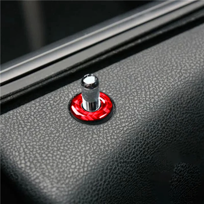 

4Pcs/set Carbon Fiber Stickers Door Locking Rings Cover Trim For Dodge Charger 2015 - 2021 Car Interior Decorative Accessories