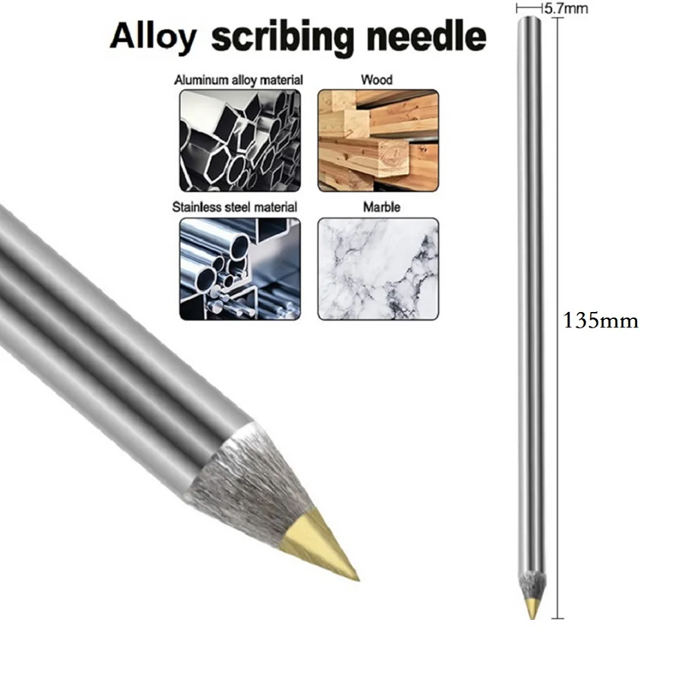 Alloy Scribe Pen Carbide Scriber Pen Metal Wood Glass Tile Cutting Marker Pencil Antislip Metal Working Hand Tool 135mm