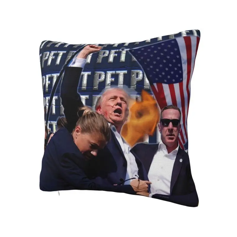 Fashion Trump Shot In Head Throw Pillow Case Home Decorative Custom Square Cushion Cover 40x40 Pillowcover for Sofa