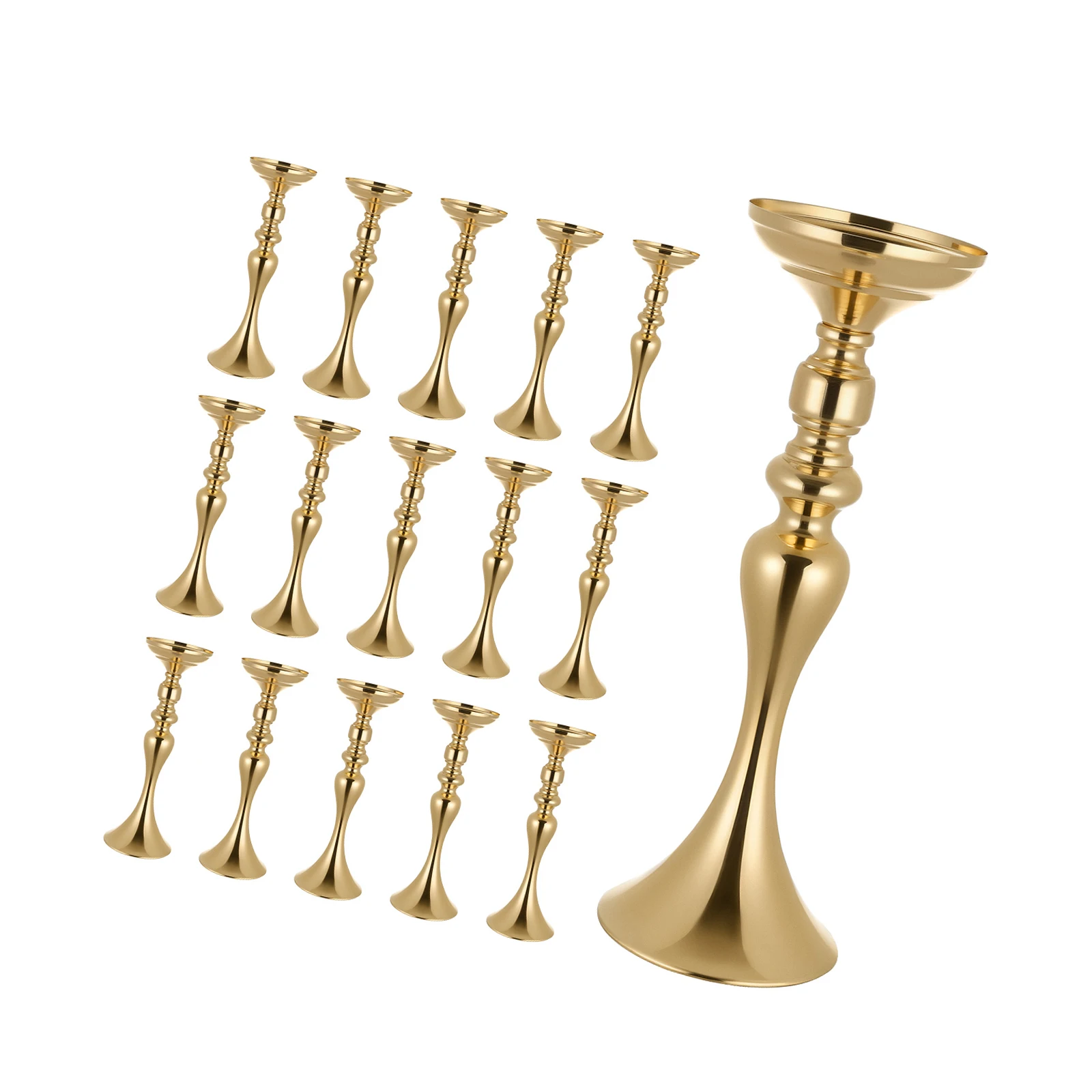 SucceBuy Wedding Flower Vase 15/16.9/21.7 in Tall Electroplated Versatile Arrangement Stand for Home Decor Reception Stand Gold