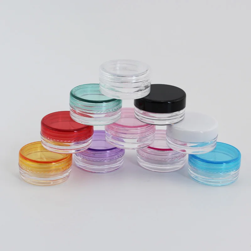 50 stuks 2g Plastic Pot Jar Lege Cosmetische Container Met Schroefdeksel Voor Cream Sample Make Storage Box Nail art Oogschaduw Poeder