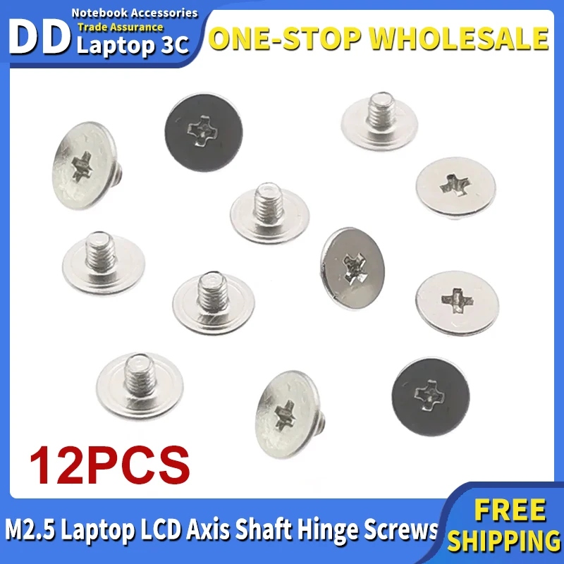 

12pcs M2.5 Big Flat Head Laptop LCD Axis Shaft Hinge Screws Carbon Nickel Plating For A315-42 for 3590 3510 3511 for 15-bs 15-dw
