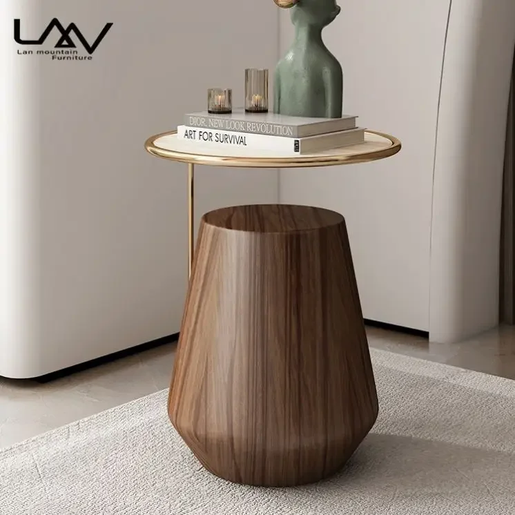 Side tables for living room bedroom modern wood frame slate top corner table furniture