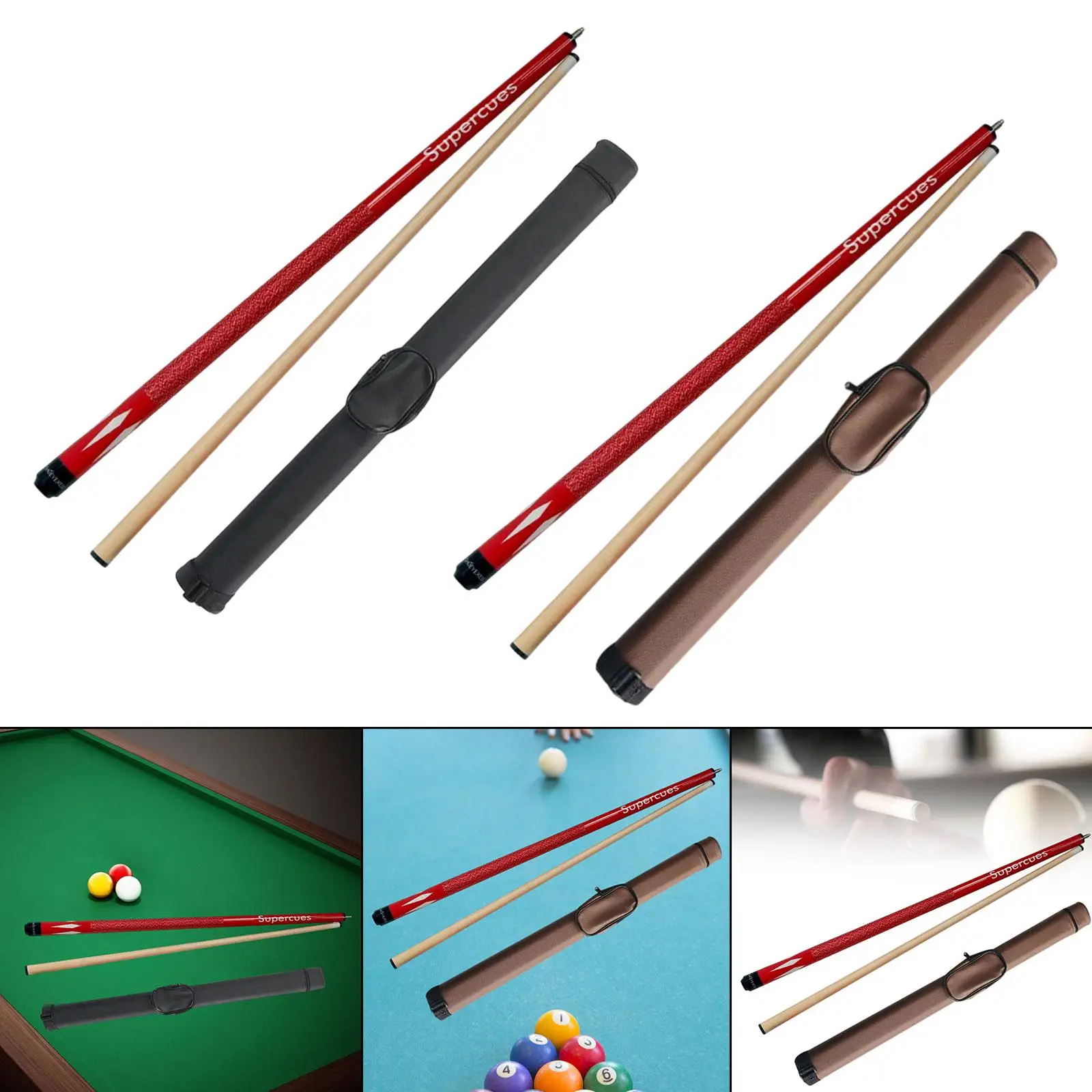Wood Billiard Cue Stick with Case 13mm Tip Two Piece Split Pool Cue for Men Women Adult Players