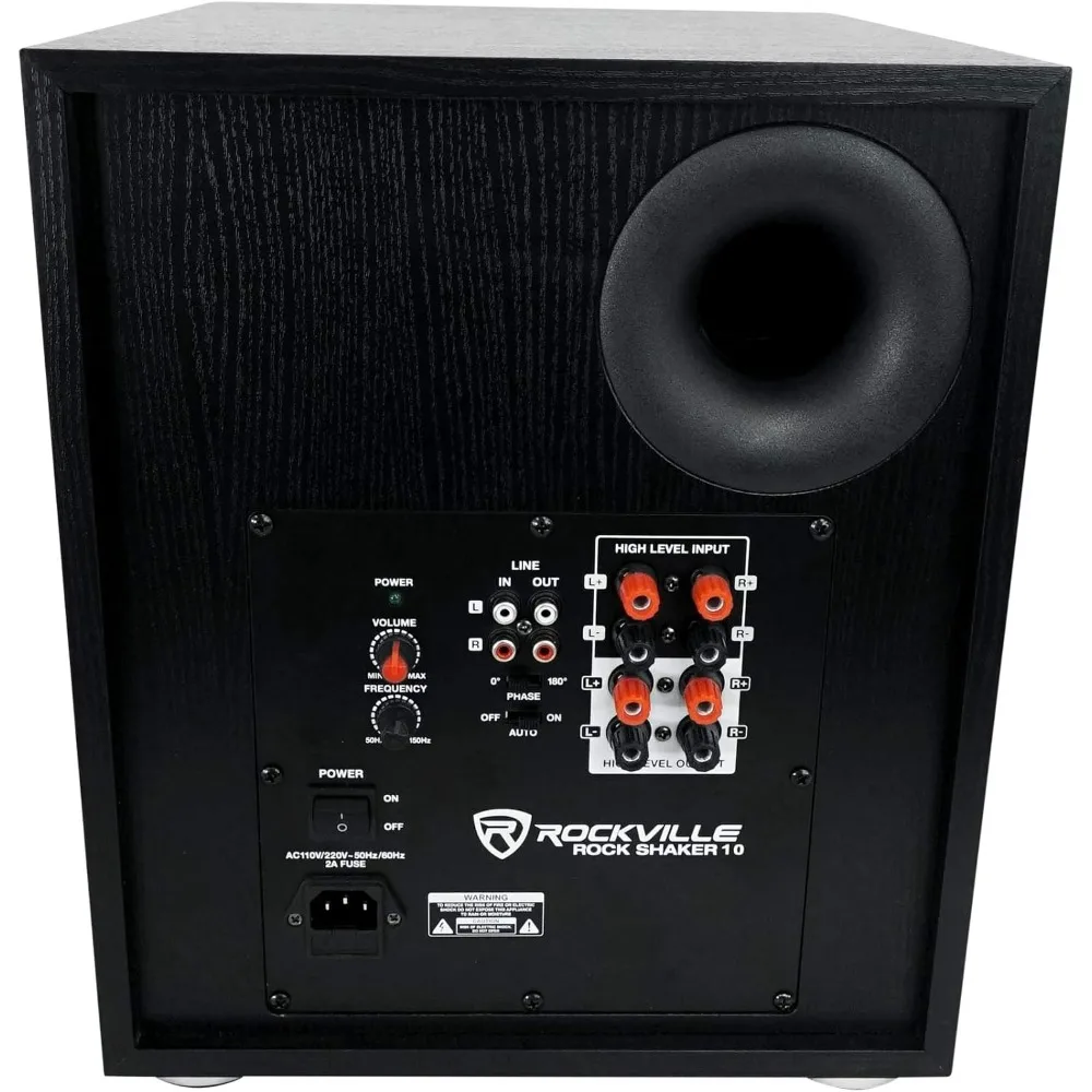 10" 600W Powered Home Theater Subwoofer, Deep Bass, Adjustable Crossover, Compact Design, Perfect for Movies and Music