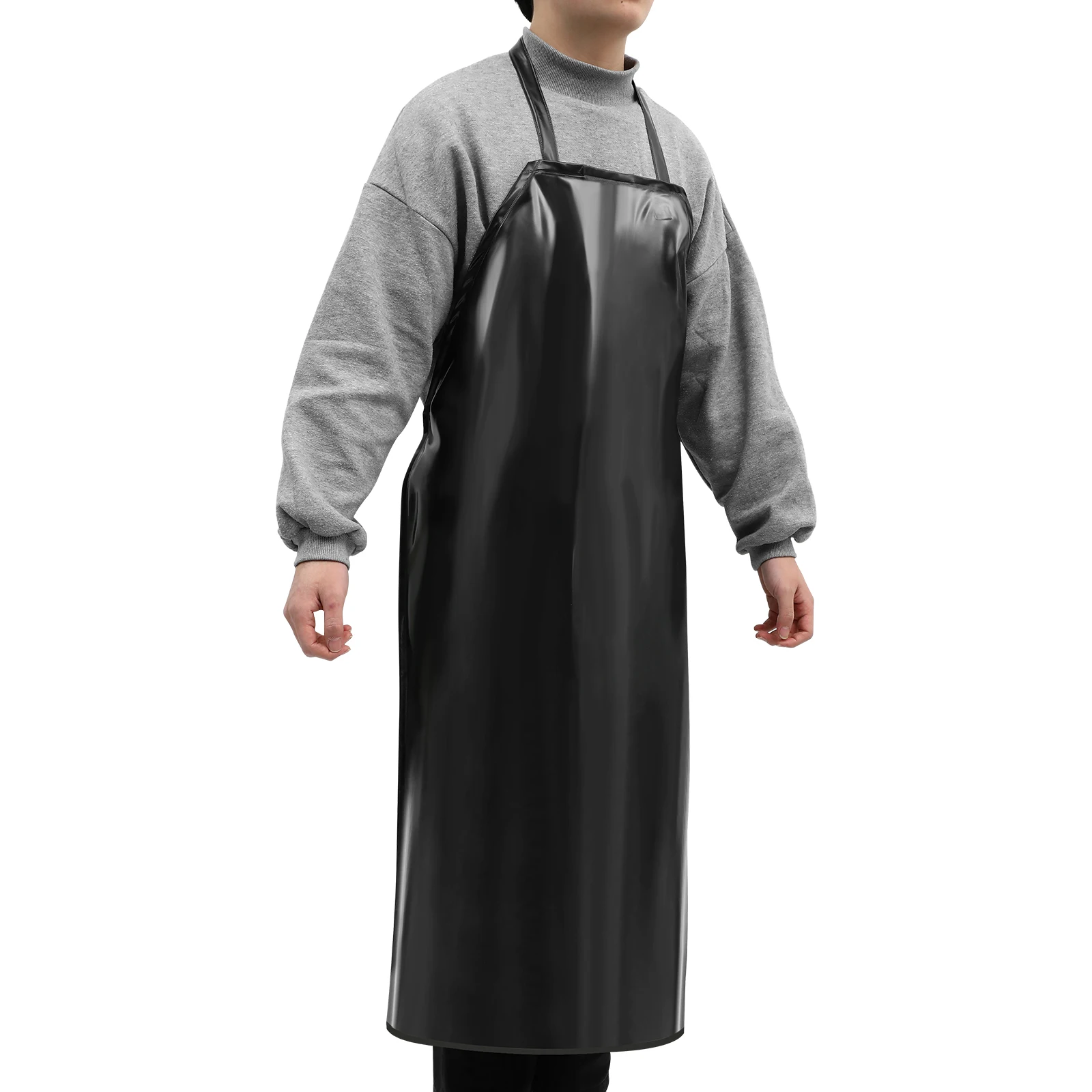 

Waterproof Oilproof Apron 110x80cm Black PVC Industrial Grade Protects Water Chemicals Paint Grease Kitchen Cleaning Carpentry