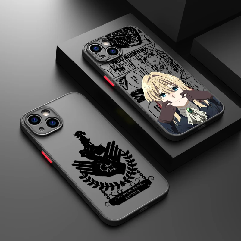 Anime Violet Evergarden Phone Case For Apple iPhone 15 14 13 12 11 XS Mini Pro Max 8 XR X Matte Frosted Translucent