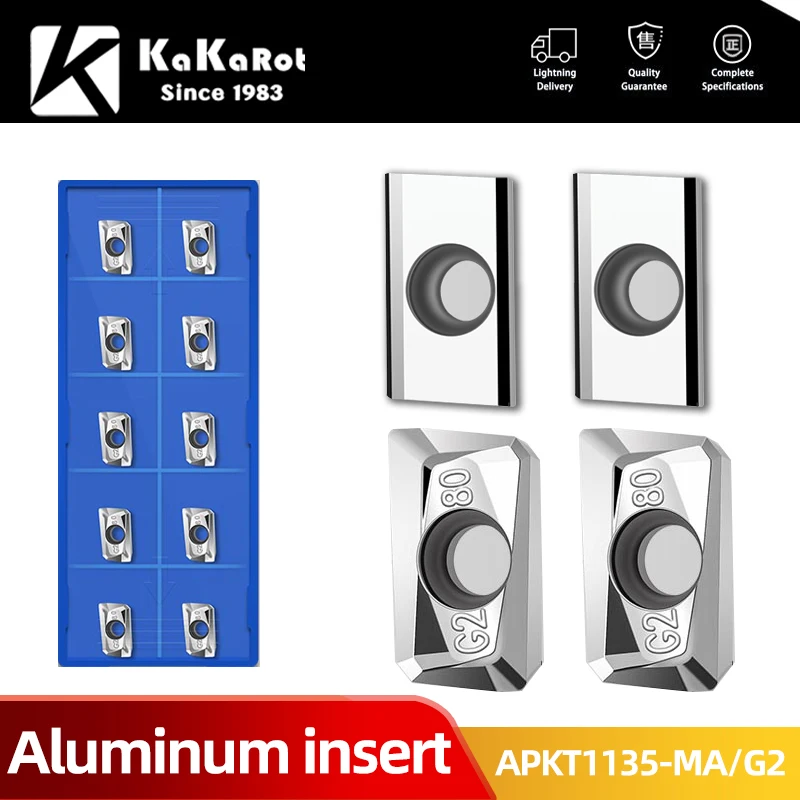 Kakarot Alunminum Insert Apkt113504 g2 H01 Apkt113508 g2 Apkt113502 ma Apkt113504ma Carboneto de Extremidade Ferramenta Fresadora Cnc Inserção