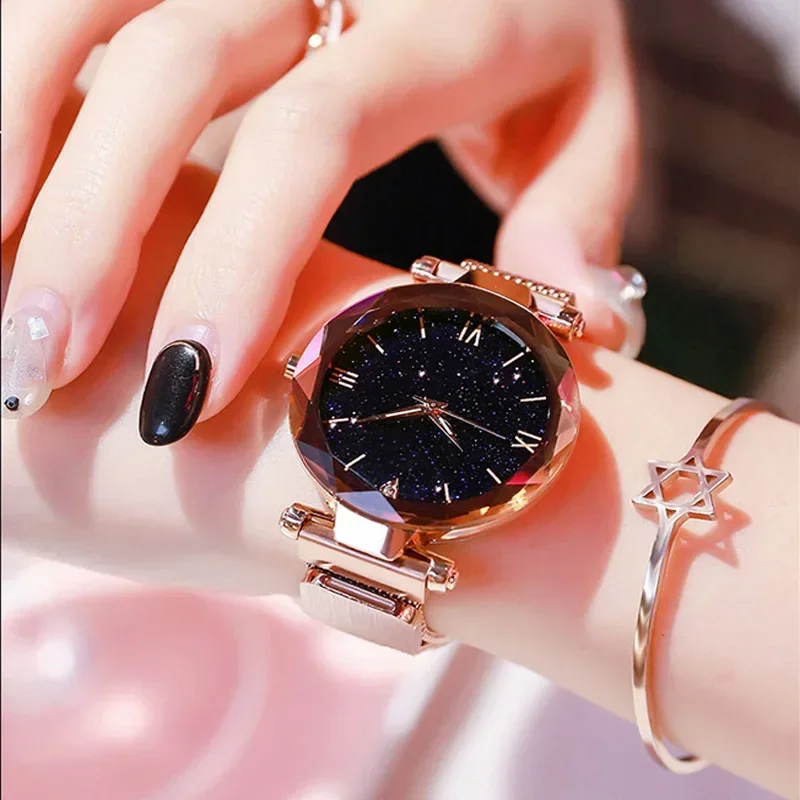 

Women's Fashion Starry Sky Watches Magnet Buckle Mesh Belt Diamond Quartz Watch Women Dress Clock Wristwatches Reloj Para Mujer