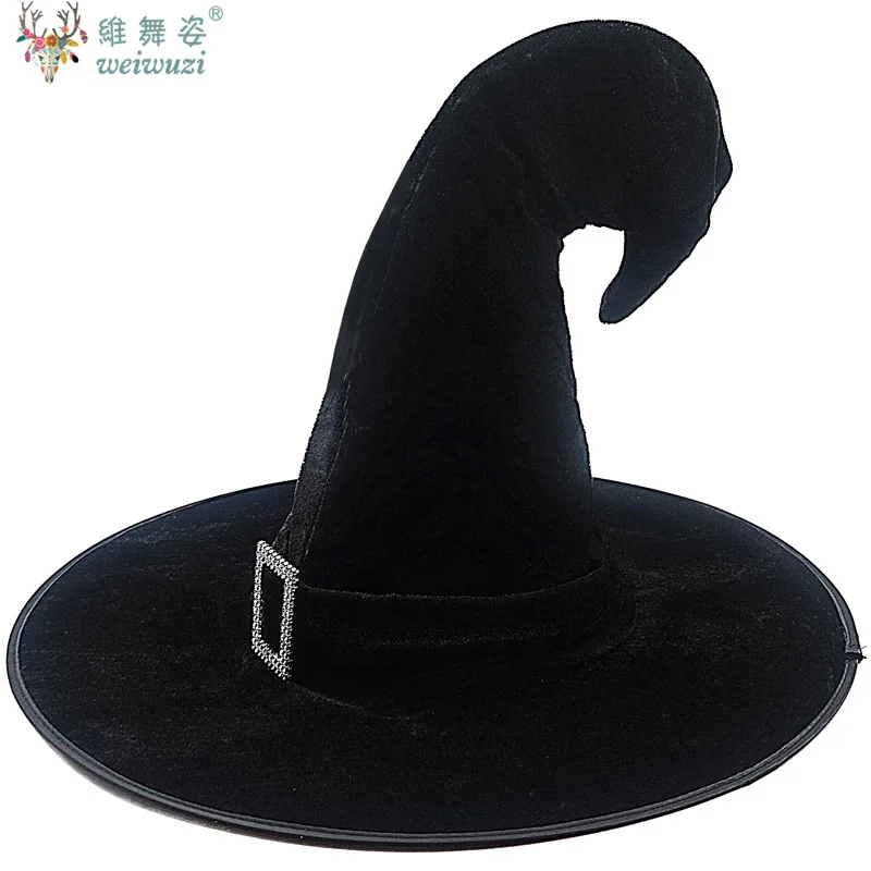 Halloween Accessories Black Evil Witch Hat Cosplay Props Elf Wizard Magician Party Carnival Stage Perfermance Fancy Decorations