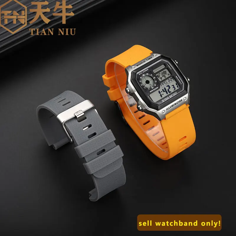 18mm Modified Waterproof Silicone Watchband For Casio Wrist strap AE1200/1300 SGW400 AQ-150W A158 A159 A168 Rubber Watch Strap