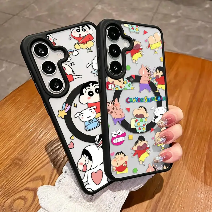 Magnetic Phone Cover Case for Samsung Galaxy S26 S26+ S24 FE S25 S25 Ultra S23+ S23 S22 Plus S24+ Cool Cra-yons Shin-chans