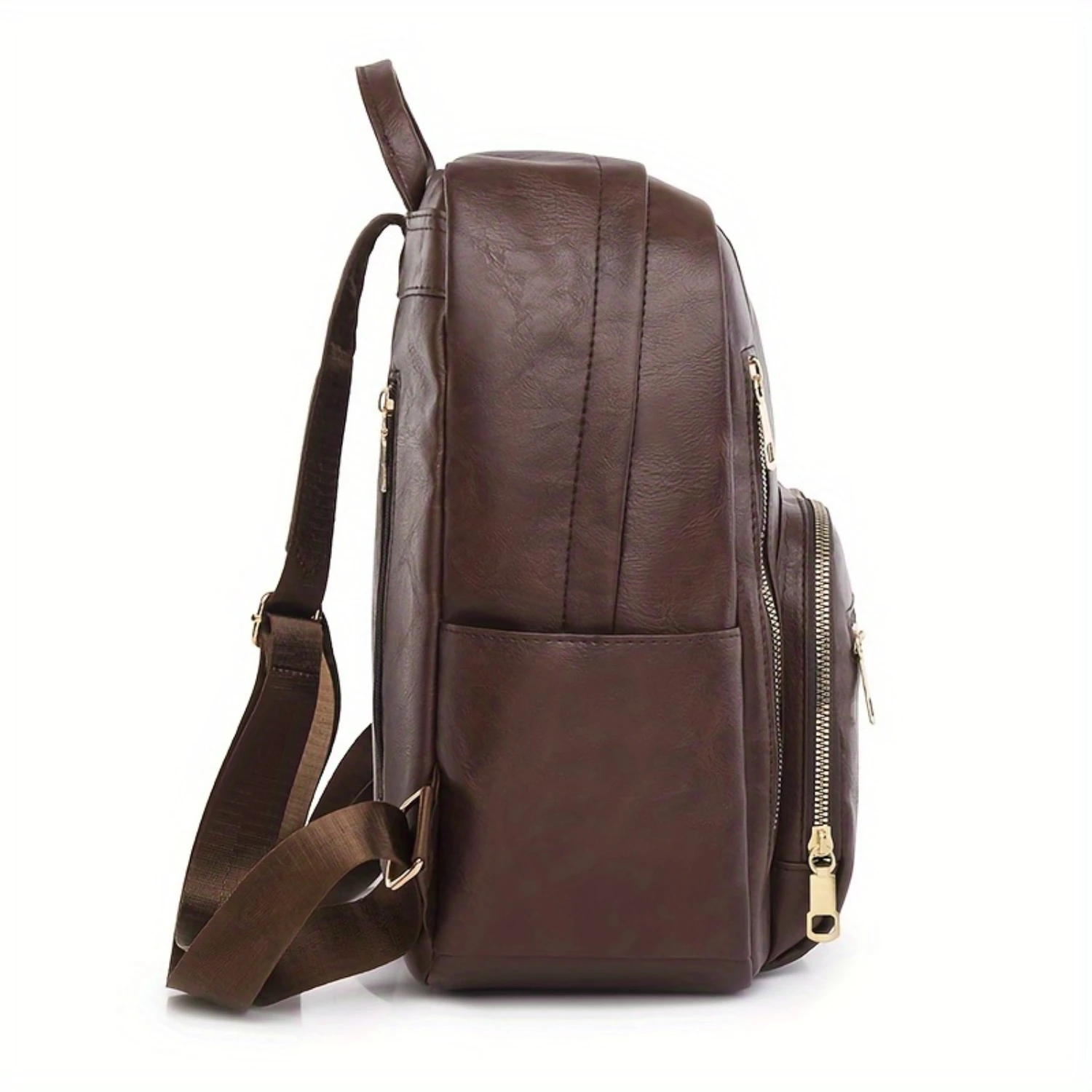 Retro PU Leather Daypack for Outdoor Travel and School