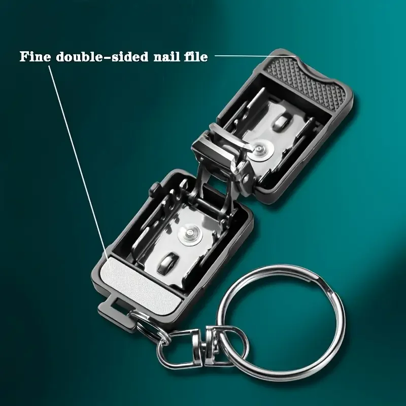 1pc Creative Mini Travel Case Folding Nail Clippers Golden Silvery Grey Portable Flip-Top Nail Clippers with Keychain As Gift