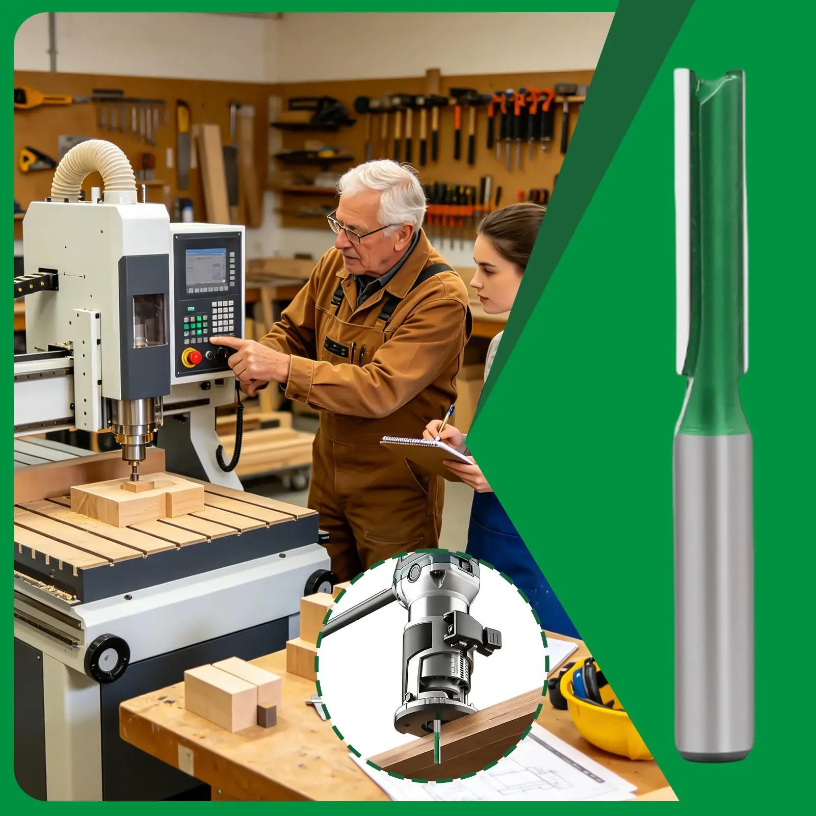 Woodworking Straight Router Bit 0.3 Inch Shank Diameter Engraving Tool Router Bits For Grooving Cutting Carving Edge Trimming