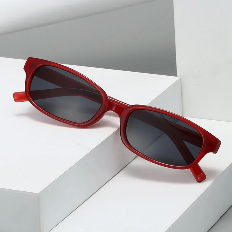 JNPCXI New Ins Popular Fashion Small Rectangle Polarized Men Sunglasses Shades UV400 Retro Leopard Tea Women Punk Sun Glasses