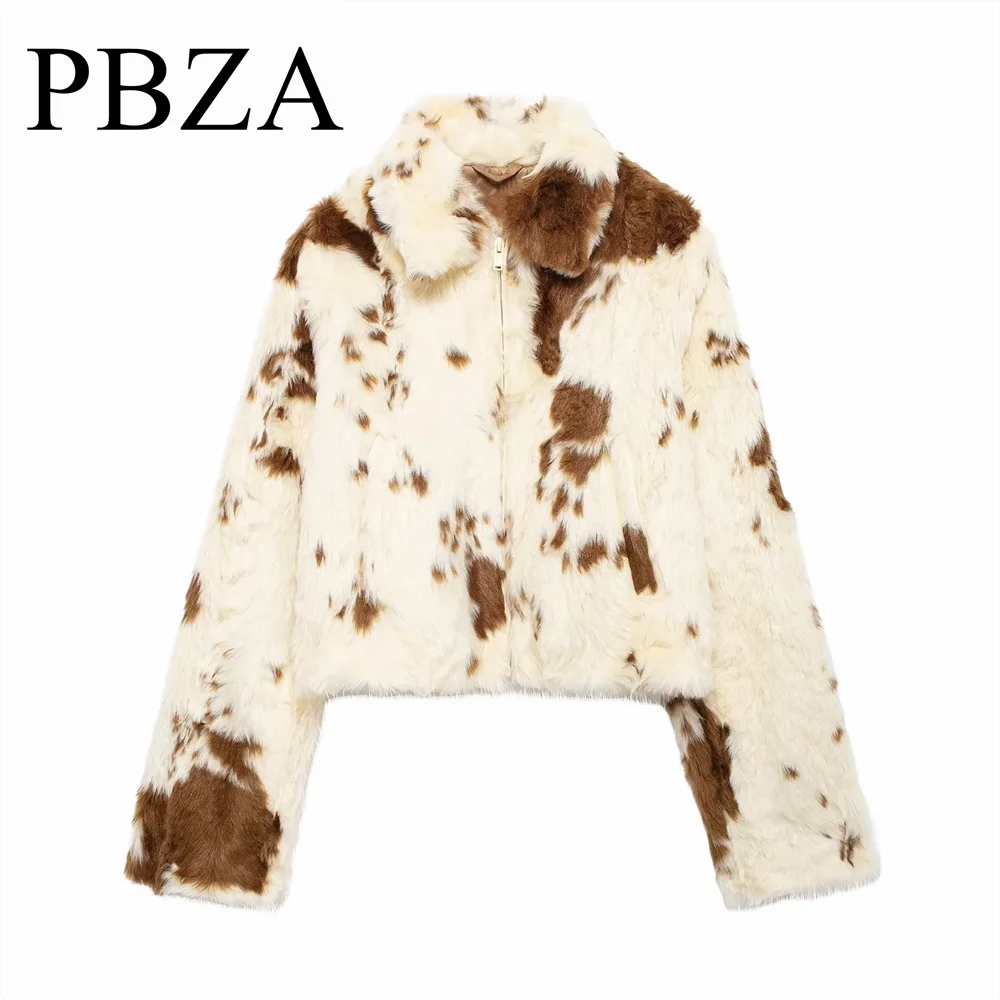 2024 autumn and winter new product temperament women's clothing high-end fashion artificial fur effect zipper jacket