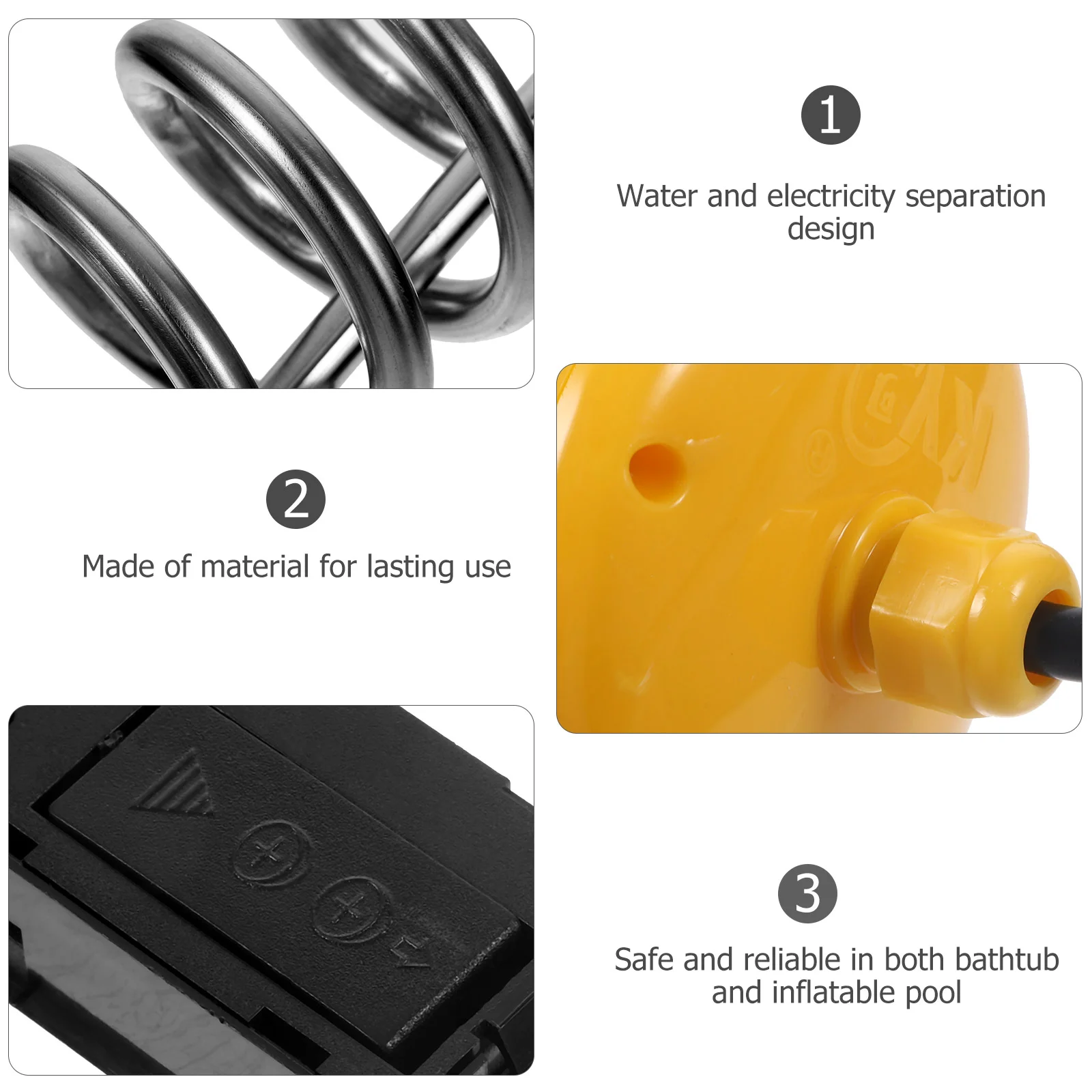 3000W Bathtub Floating Heating Rod Inflatable Pool Water Heater with LED Thermometer with AU Plug (Yellow, Actual Power 2500W)