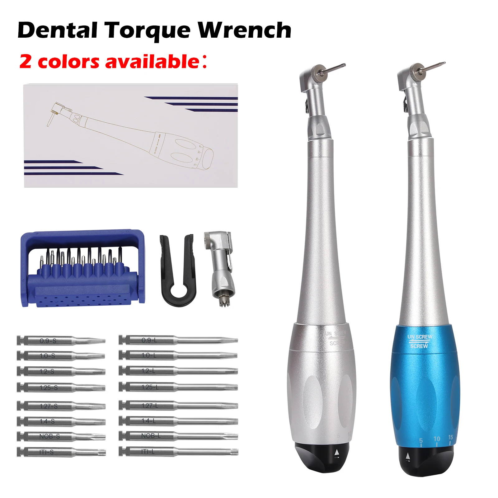 Universal Dental Torque Wrench Universal Implant Wrench Contra Angle Latch-Type Head Design 12 Drivers Precise Torque Tool