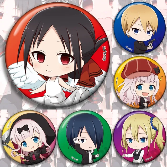 58MM Plastics Glossy Comic Simulated Costumes Badge Pretty Ishigami Yuu Fujiwara Chika Exquisite Accessories Hobby Collectibles